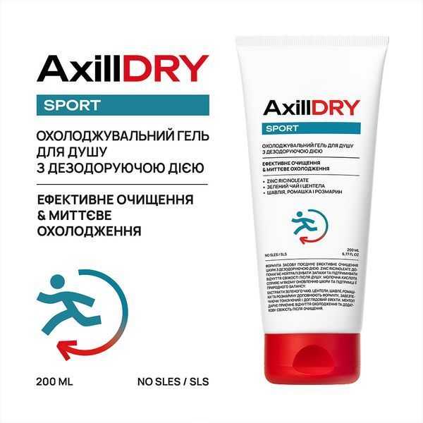 Охолоджувальний гель для душу з дезодоруючою дією AxillDRY Sport 10442 фото