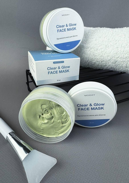 Відновлююча маска-антистрес для обличчя MODAY Clear & Glow FACE MASK на основі цинку та азелаїнової кислоти 1516 фото