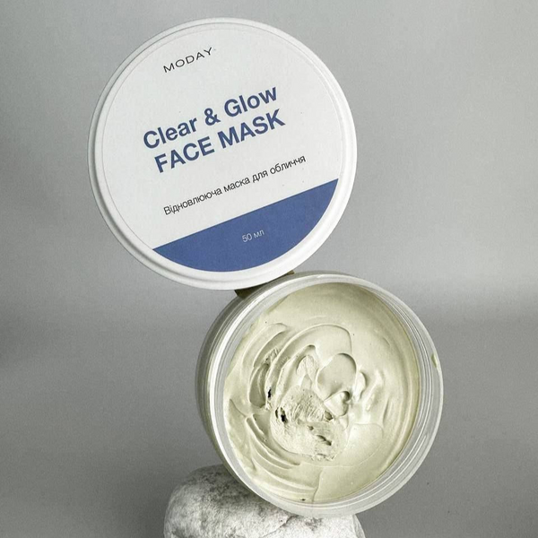 Відновлююча маска-антистрес для обличчя MODAY Clear & Glow FACE MASK на основі цинку та азелаїнової кислоти 1516 фото