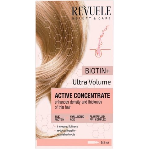 Ампули для волосся BIOTIN+ULTRA VOLUME Активний концентрат REVUELE 8*5 ml 1294 фото