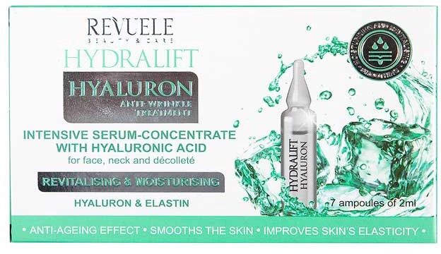 Сироватка-концентрат Hydralift Hyaluron для обличчя шиї, декольте REVUELE 7*2 ml 1845 фото