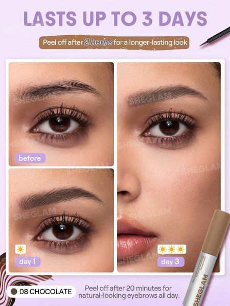 Гель-тінт для брів Sheglam Tint Lock Tattoo Peel Off Brow Gel Chocolate 10419 фото