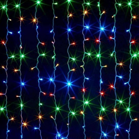 Гірлянда штора-водоспад, проз. шнур, 3*3 м, 320 LED, мультик, з перехідником RV-41 3*3 M RV-41 фото